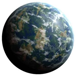 A lush green and blue world